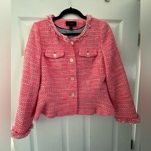J. Crew Women’s Peplum Jacket; size 4, NWT, Fuschia Tweed, Lined
